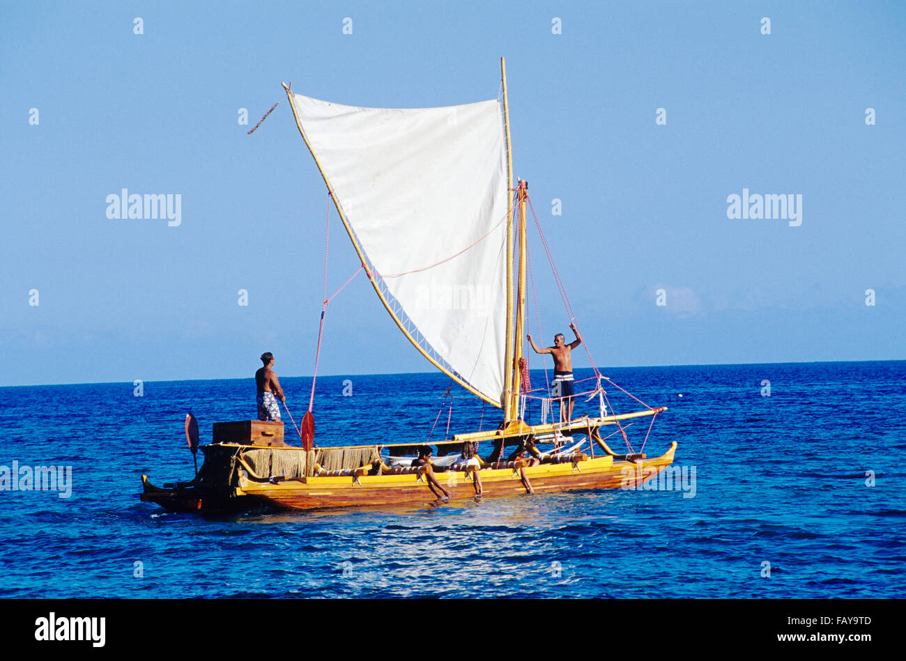 Big Island, Hawaii, Hawaiian double hull sailing canoe, Hahalua Lele ...