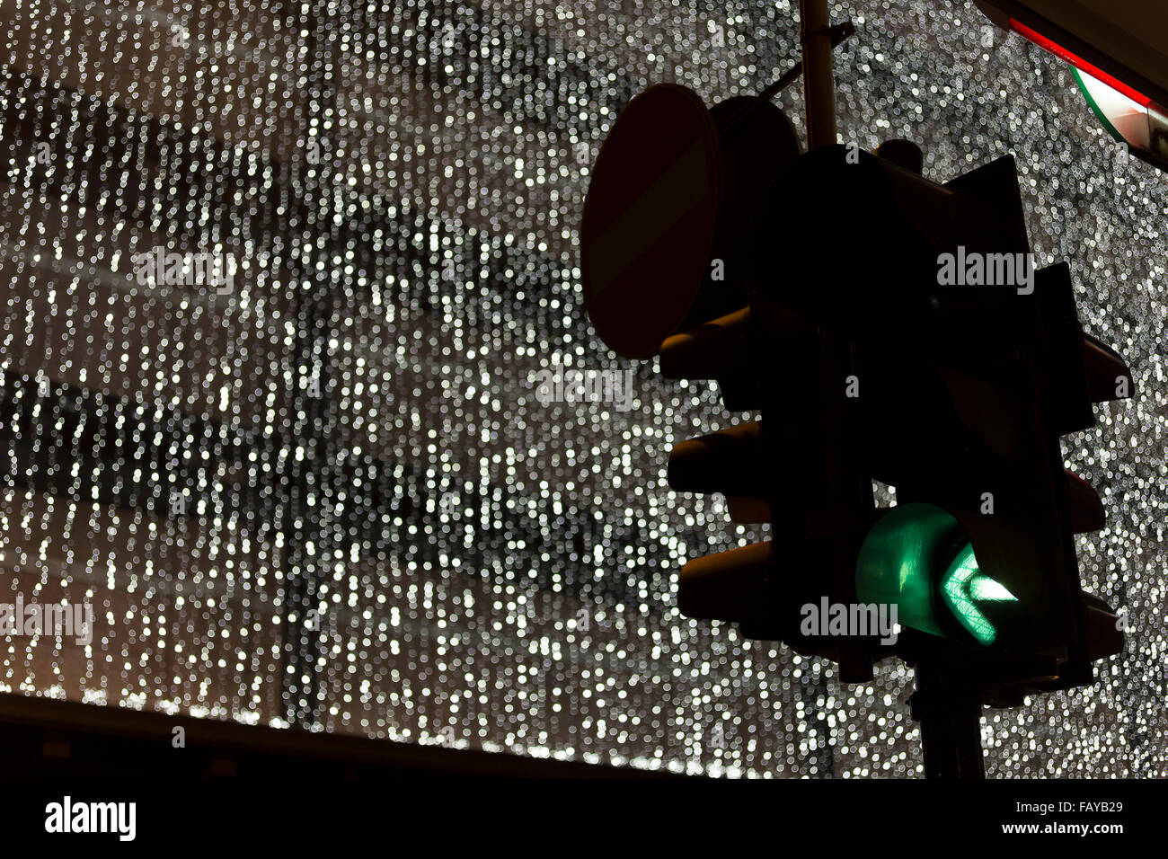 traffic light and christmas decoration on background Stock Photo Alamy
