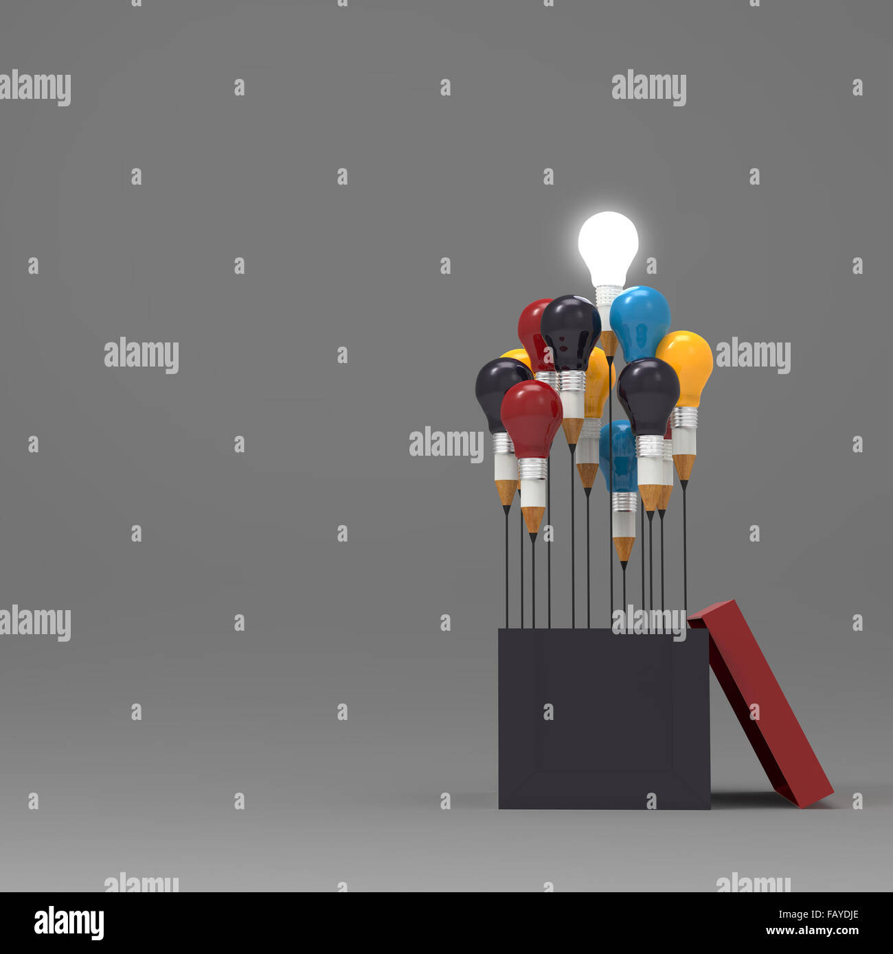 drawing idea pencil and light bulb concept outside the box as creative ...