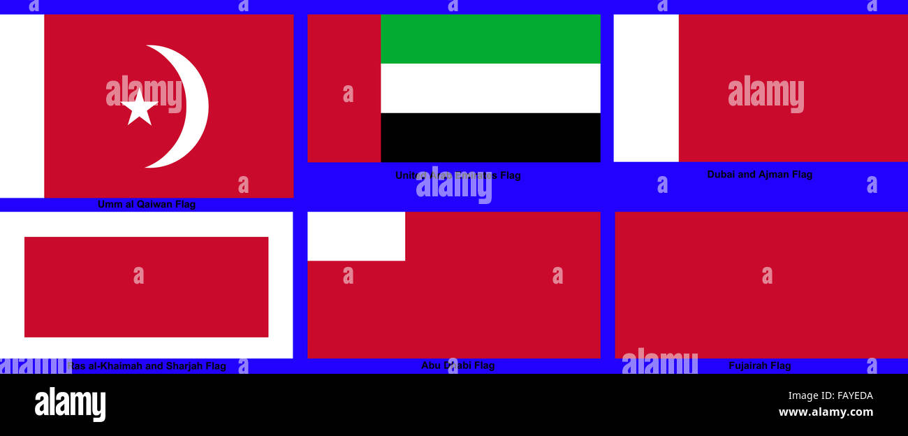The flag of United Arab Emirates Sub national in Western Asia Stock Photo