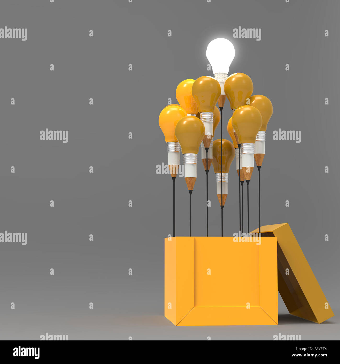 drawing idea pencil and light bulb concept outside the box as creative ...