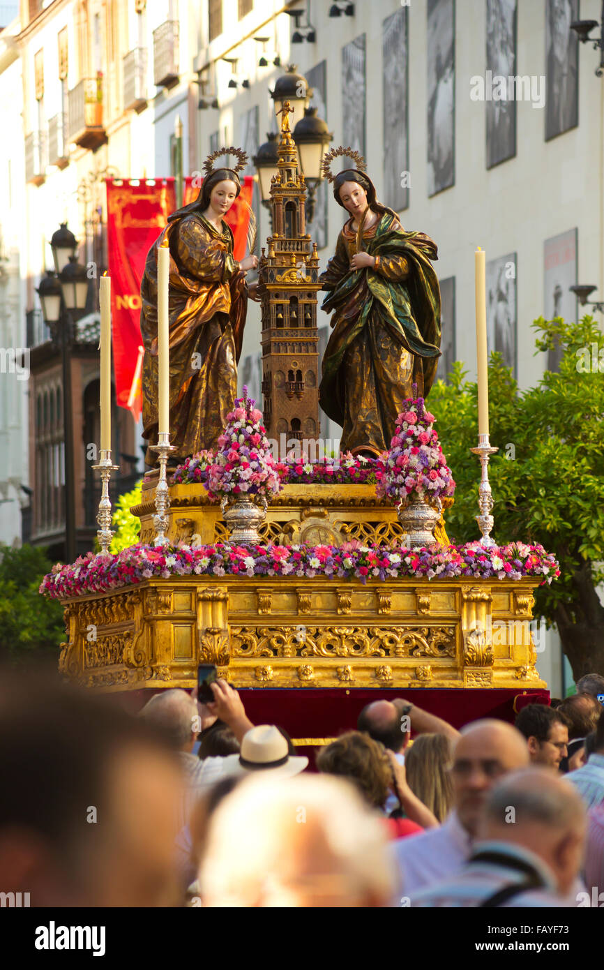 Corpus Christi festival, parade with religious statues; Seville, Spain