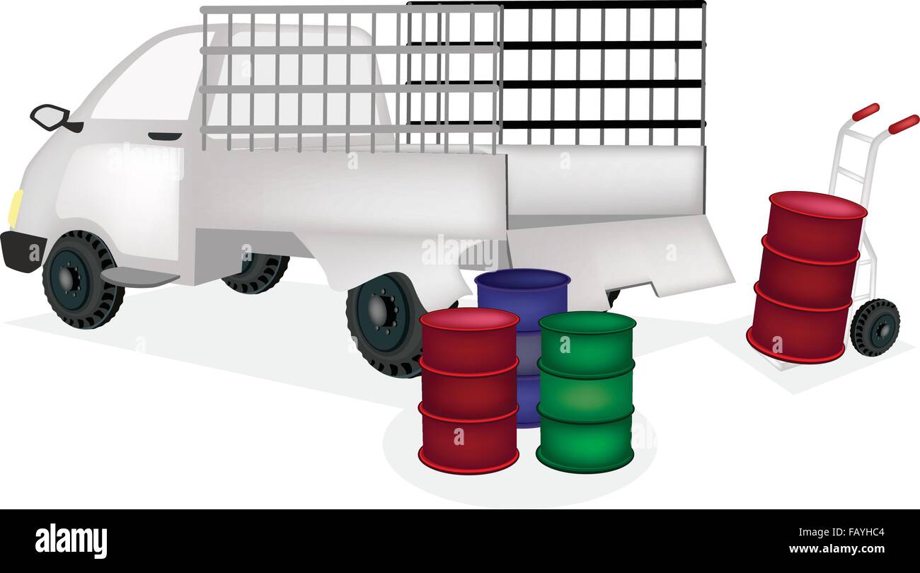 Truck carrying oil drums Stock Vector Images Alamy