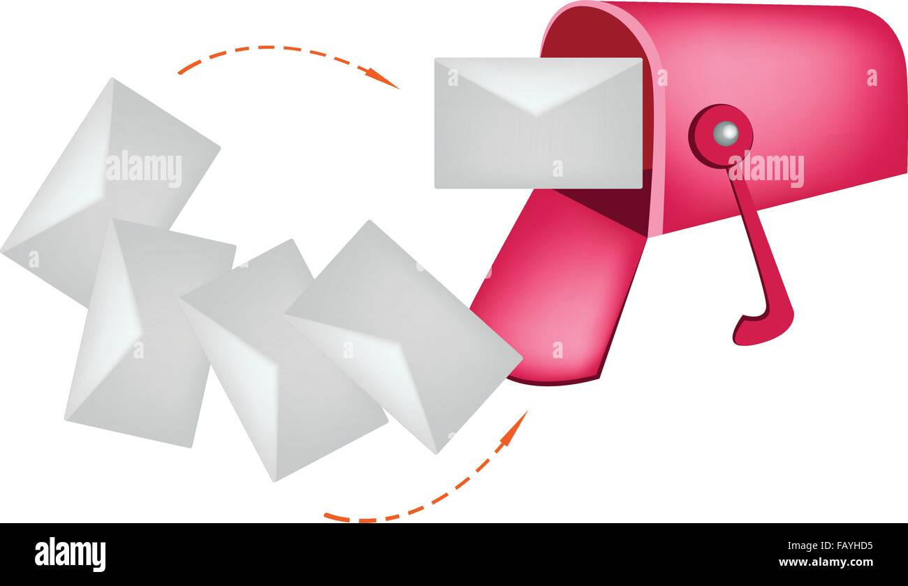 Open Standard Mailbox or Letter Box with Envelopes, Mailbox Is A