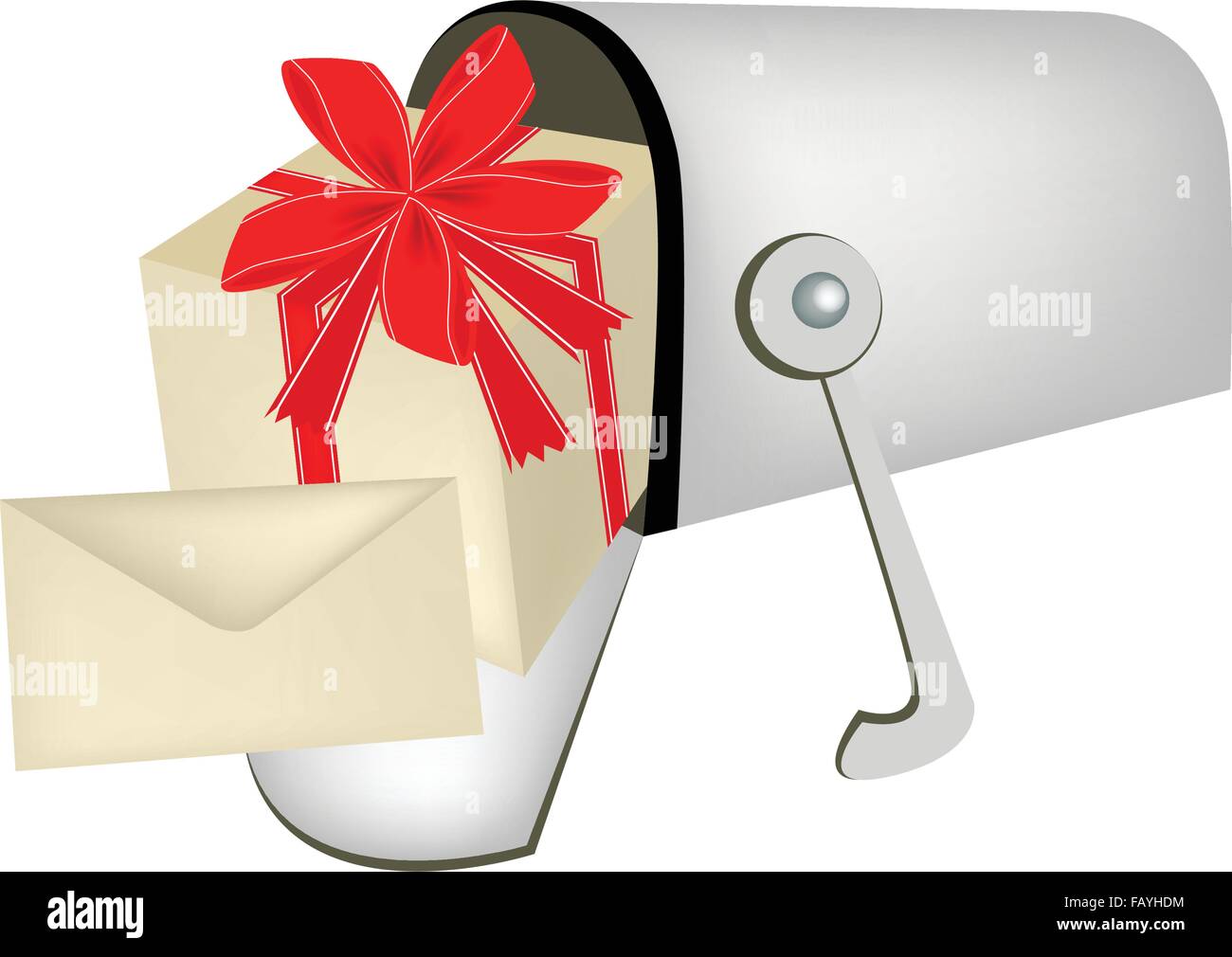 An Open Mailbox or Letter Box Receiving A Letter or Greeting Card and