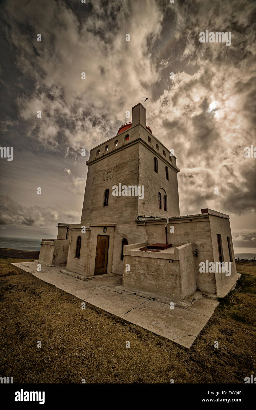 Lighthouse at Dyrholaey, South Coast, Iceland Stock Photo