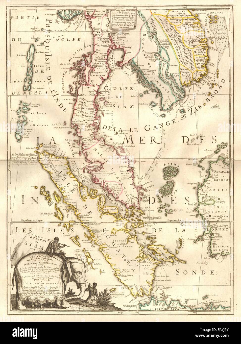 'Royaume du Siam'. Malaya Sumatra Thailand Indochina. DANGEAU/NOLIN, 1742 map Stock Photo