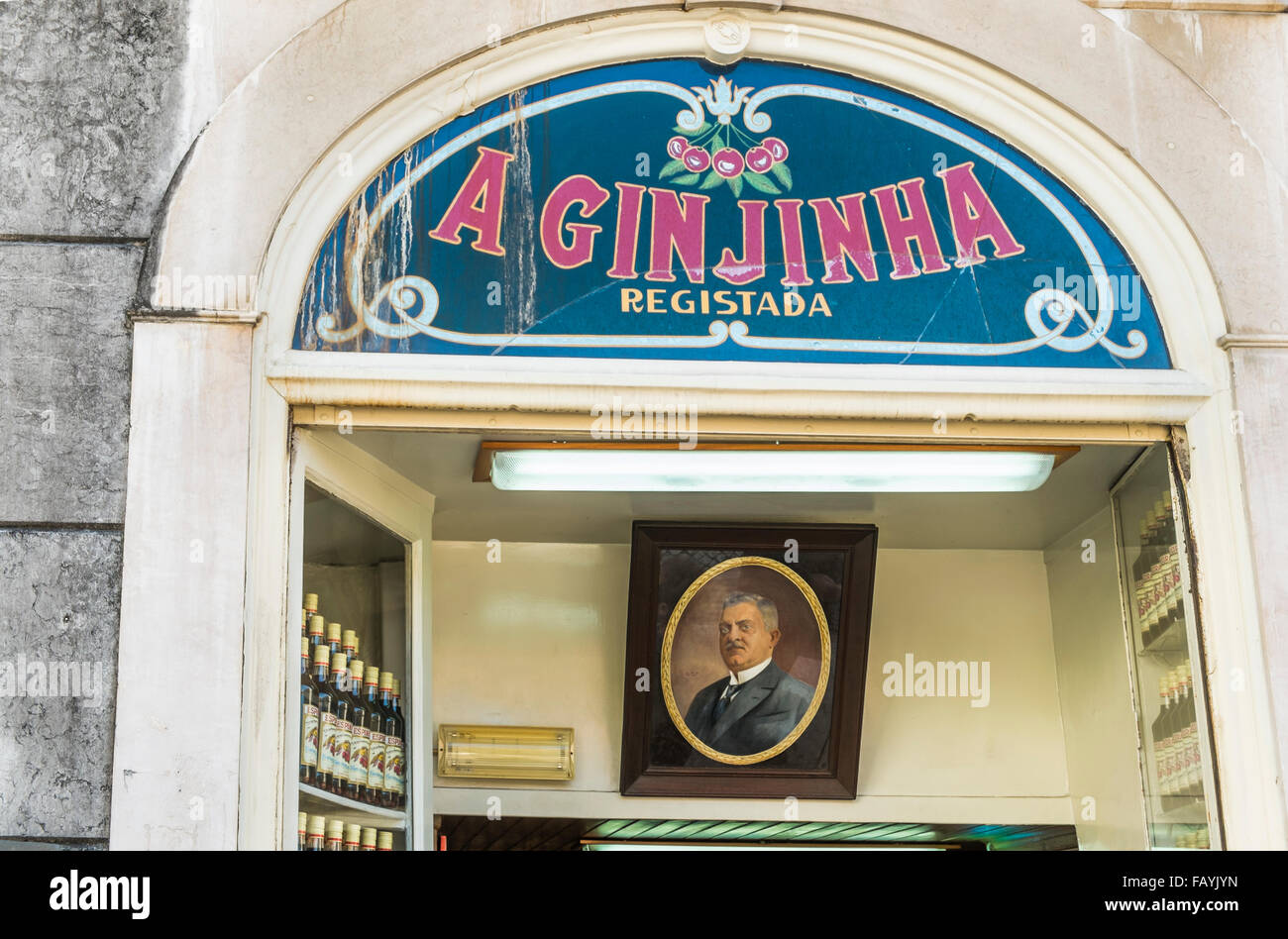 traditional cherry liquor bar a ginjinha, lisbon, portugal Stock Photo