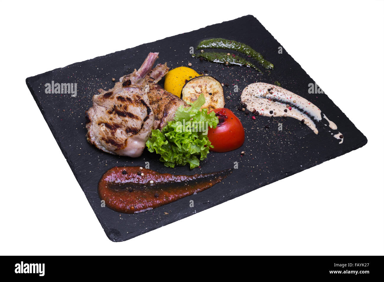 Grilled veal chop on the bone, isolated on white Stock Photo Alamy