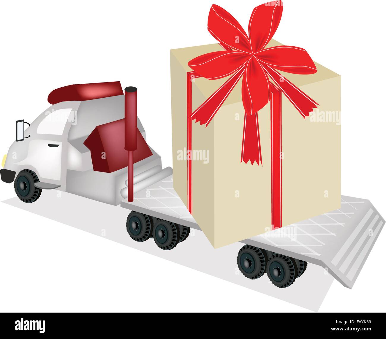 A Flatbed Truck, Tractor Trailer or Flatbed Articulated Lorry