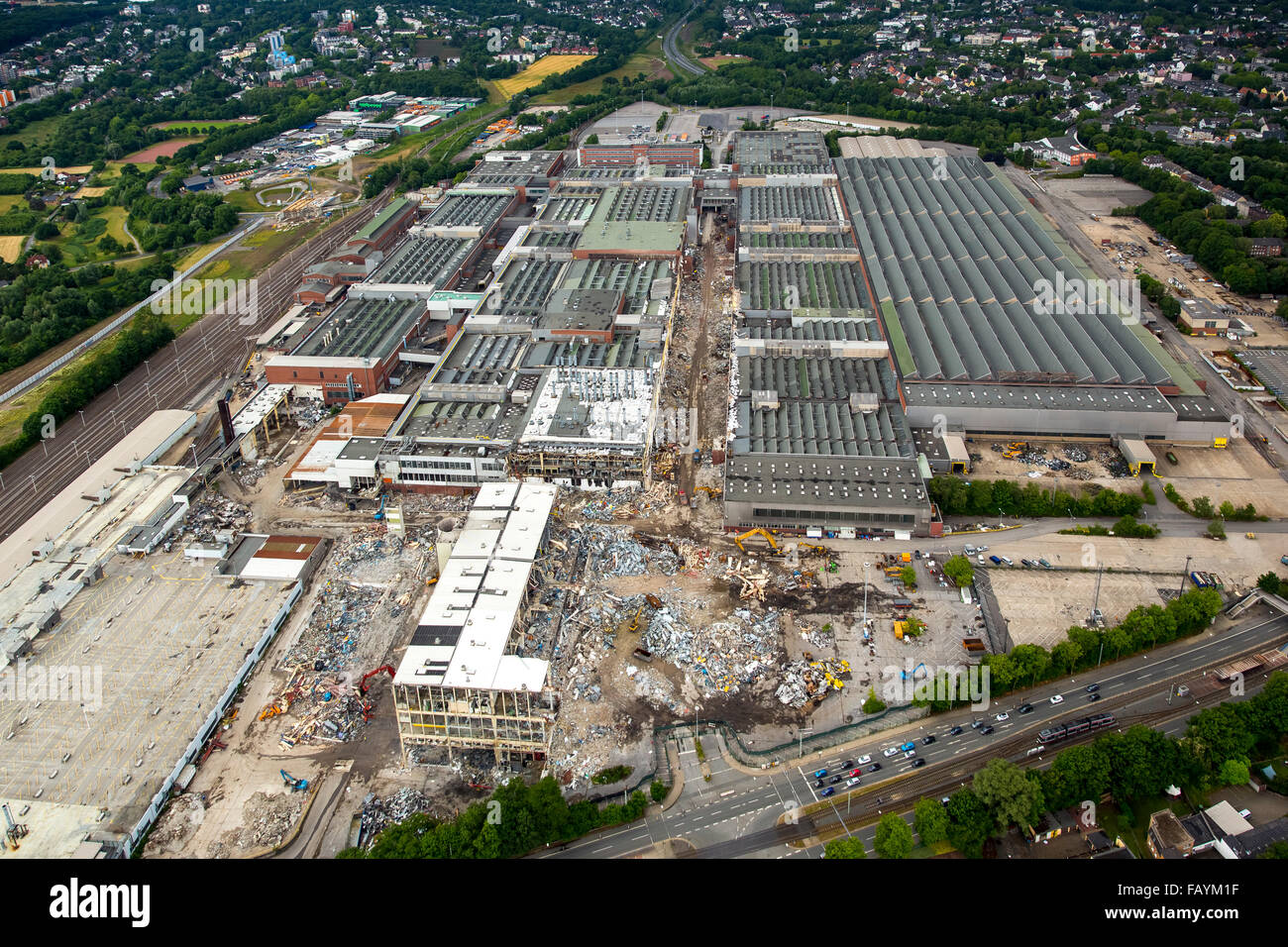 Aerial view, demolition work at the Opel plant 1, automotive, structural change, auto industry, Bochum, Ruhr area, Stock Photo