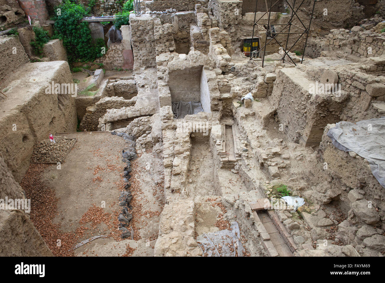 Archaeological excavations in the cloister of Lisbon Cathedral, Portugal Stock Photo