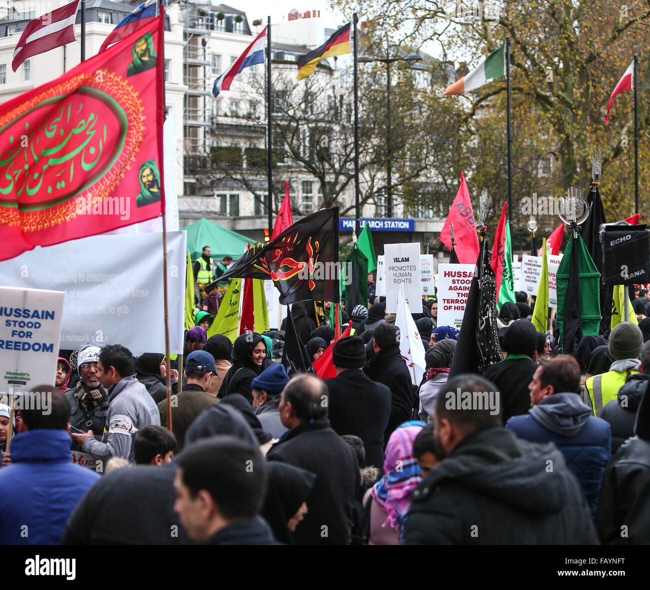 Followers of the Prophet Hussein gather for a march against ISIS ...