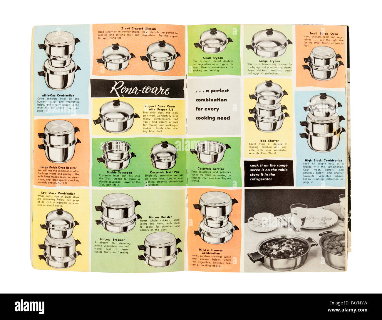 Vintage 1970's Rena-ware 'waterless' stainless cookware instruction / sales booklet. Stock Photo