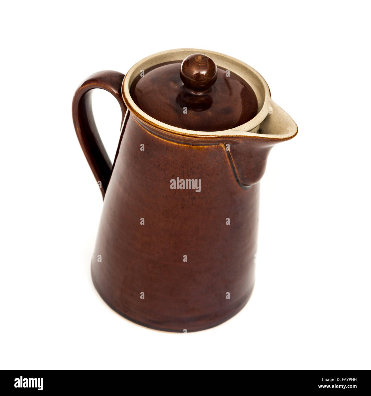 Denby Pottery (Bourne) vintage 1950's brown stoneware glazed 2pt lidded coffee pot Stock Photo