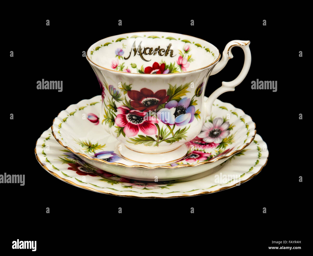 Royal Albert Flower of the Month series ‘Febuary ‘ Violets trio’s