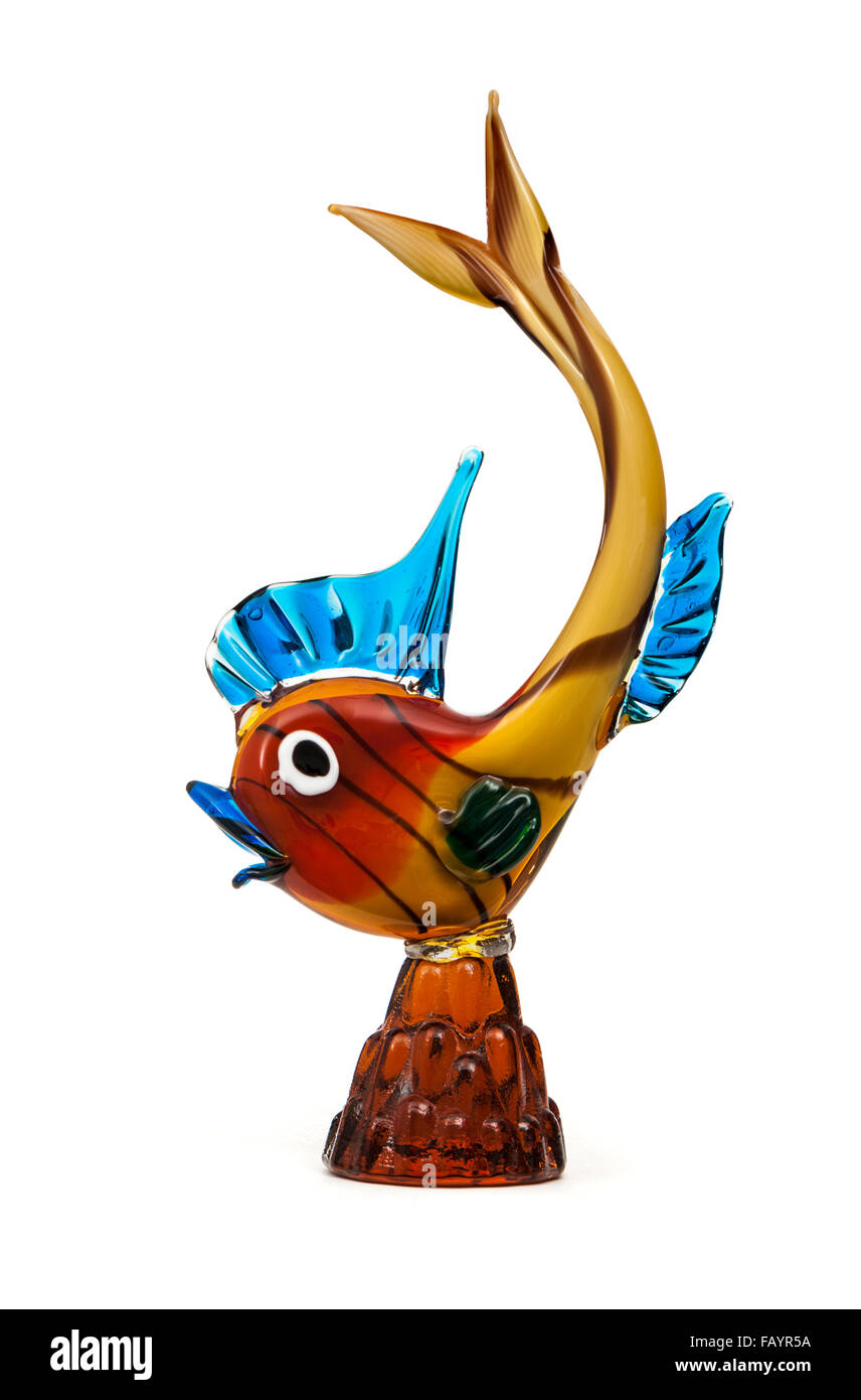 Vintage large 17-inch tropical fish art glass figurine Stock Photo