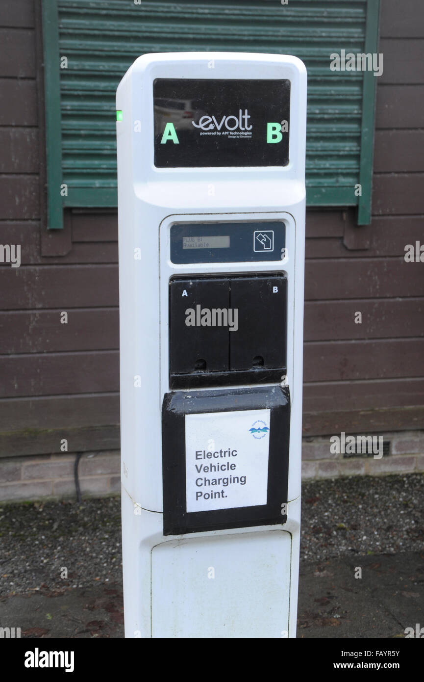 Rural charging point for electric vehicles at Clyde Muirshiel Regional Park, Scotland Stock Photo