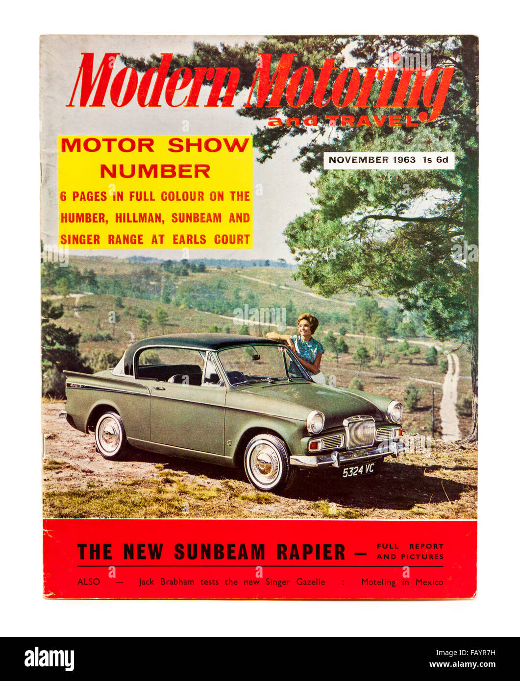 November 1963 'Modern Motoring and Travel' magazine, featuring the new Sunbeam Rapier on the front cover Stock Photo