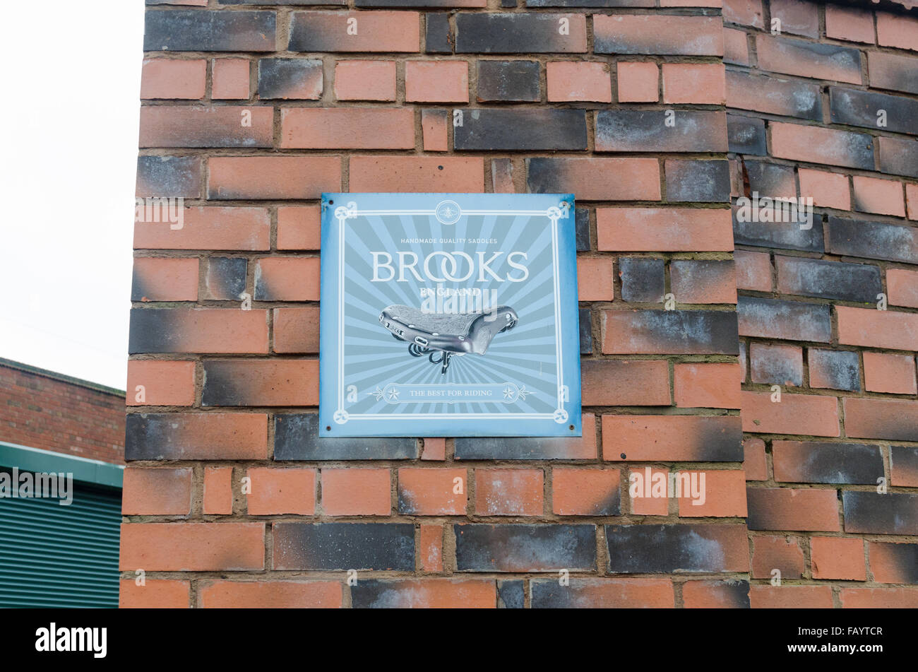 Sign outside the Brooks Bicycle Saddle factory in Smethwick, West Midlands Stock Photo