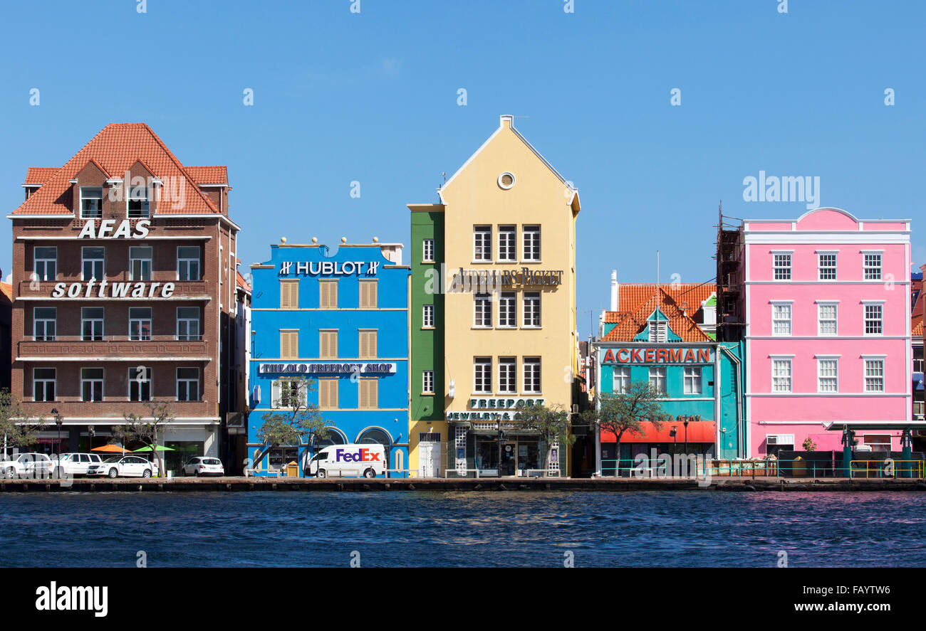 The Colourful Dutch Caribbean Architecture in Willemstad, Curacao Stock Photo