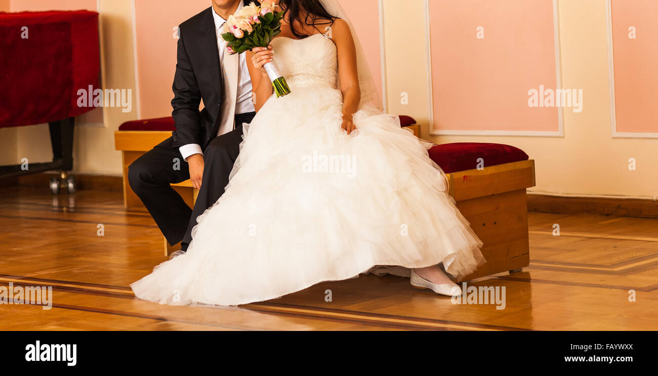 Groom bride sitting on sofa hi-res stock photography and images - Alamy