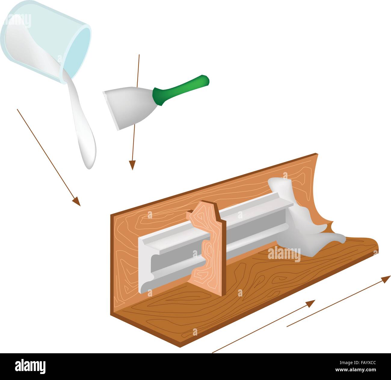 Artist Pouring Liquid Plaster Of Paris In A Wooden Mold To Make A