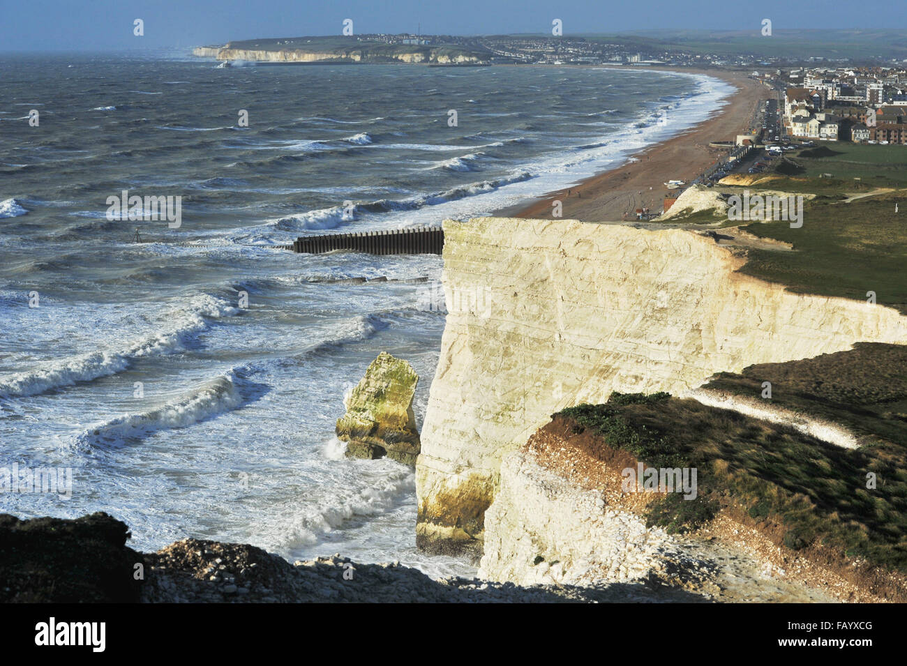 Seaford Head Cliffs in East Sussex part of The South Downs Way where they have problems with erosion Stock Photo