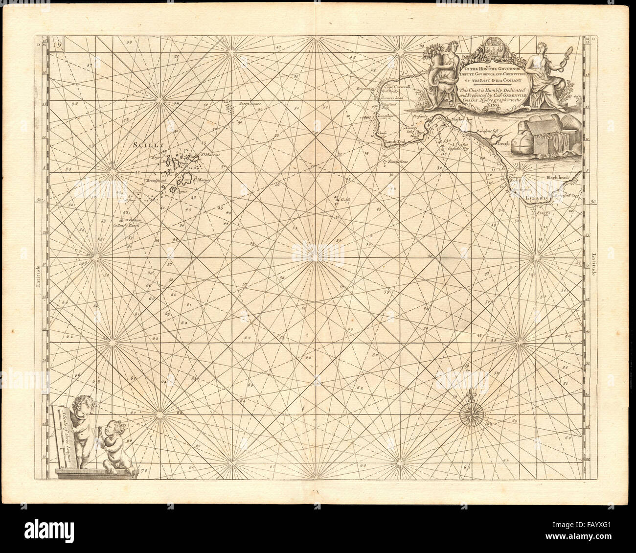 Sea chart of LAND'S END & THE SCILLY ISLES. Lizard & Penzance. COLLINS  c1774 map Stock Photo - Alamy