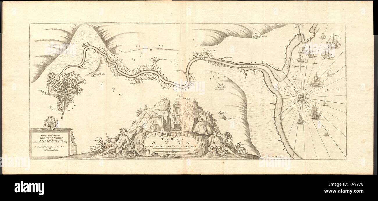 'The River Avon from the Severn to the Citty of Bristoll'. COLLINS, c1774 map Stock Photo