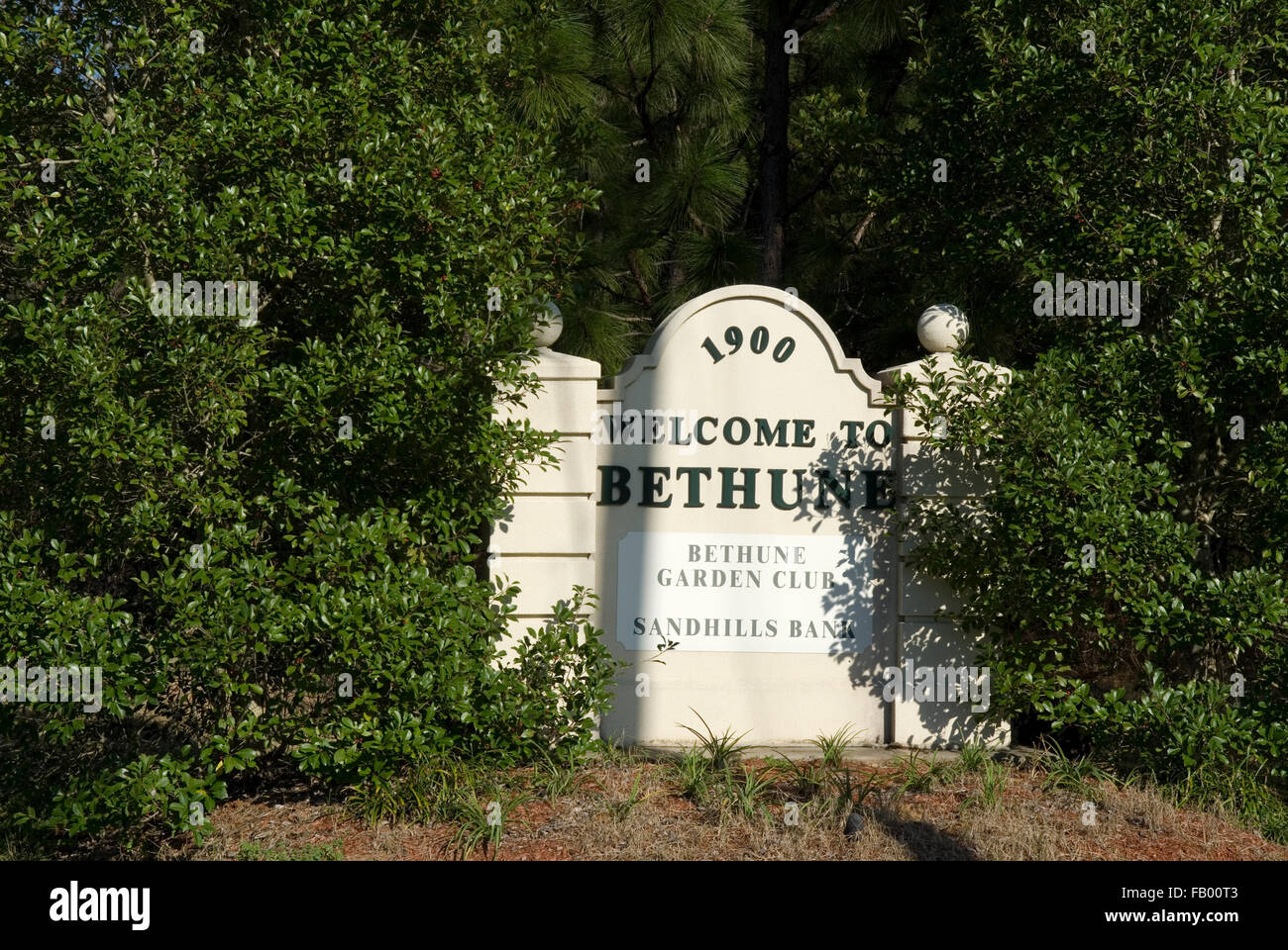 to Bethune Sign South Carolina USA Stock Photo Alamy