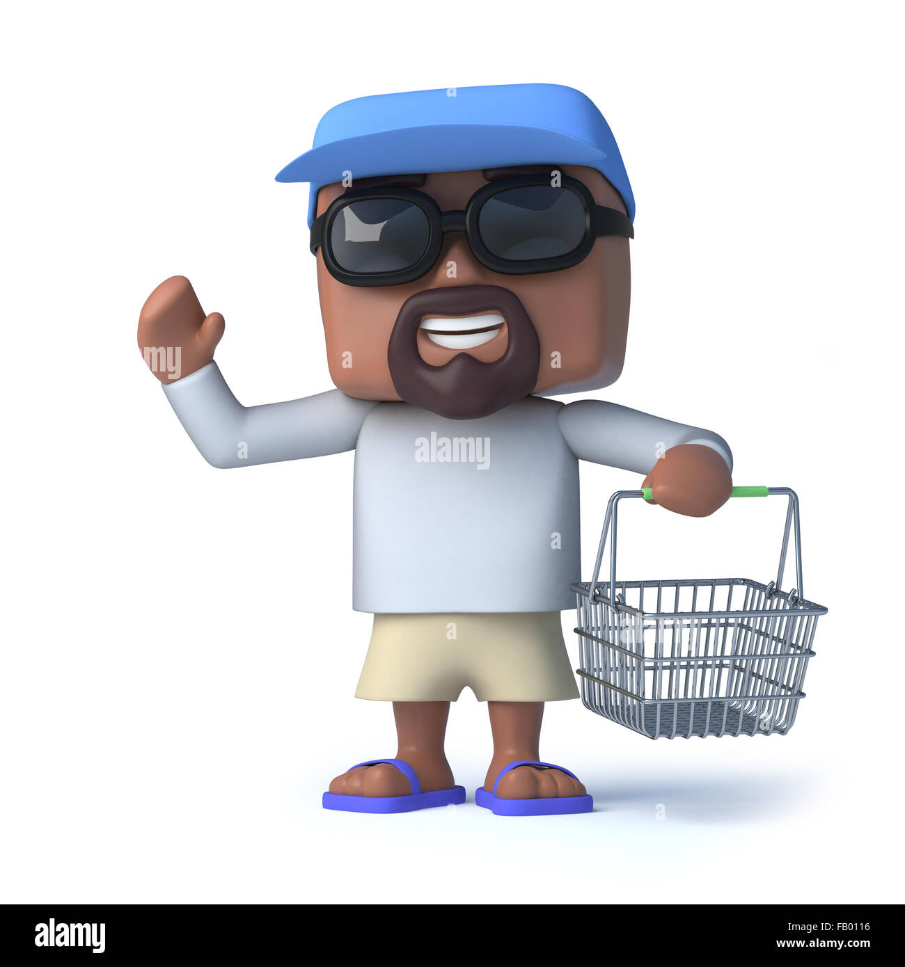 3d render of a sailor man holding a shopping basket Stock Photo - Alamy