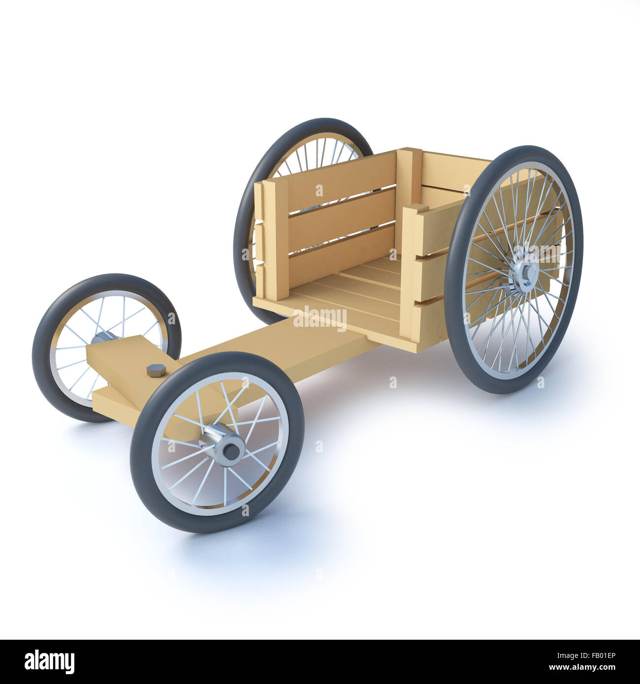 3d render of a home made wooden soapbox go cart racer Stock Photo