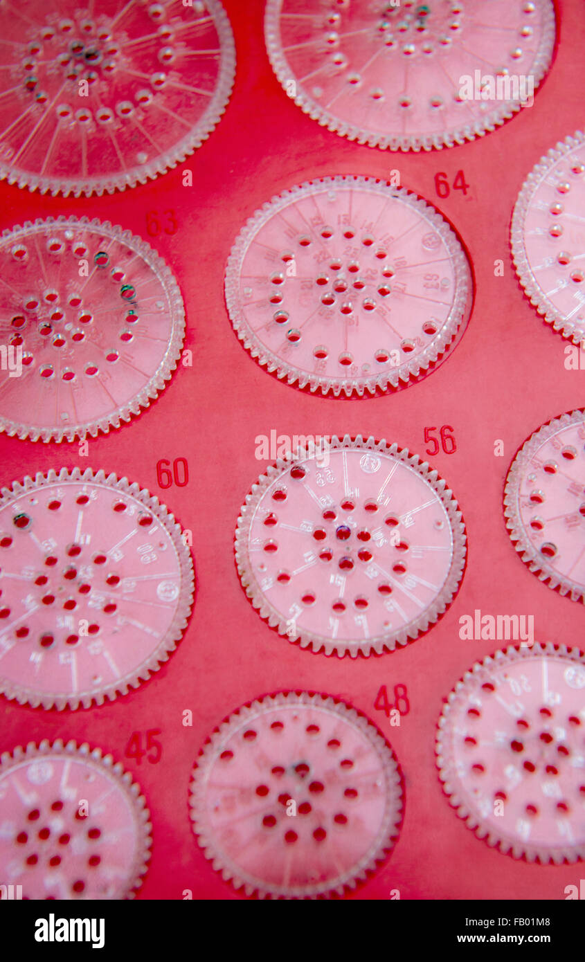 Original 1970s Spirograph geometric drawing set Stock Photo