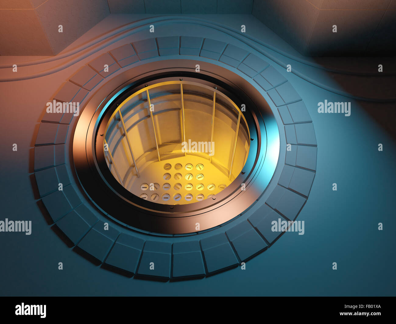 3d render of a nuclear reactor core in critical meltdown Stock Photo