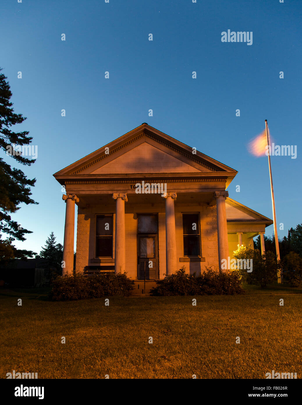 City Hall of Madeline Island, Wisconsin on a windy night Stock Photo ...