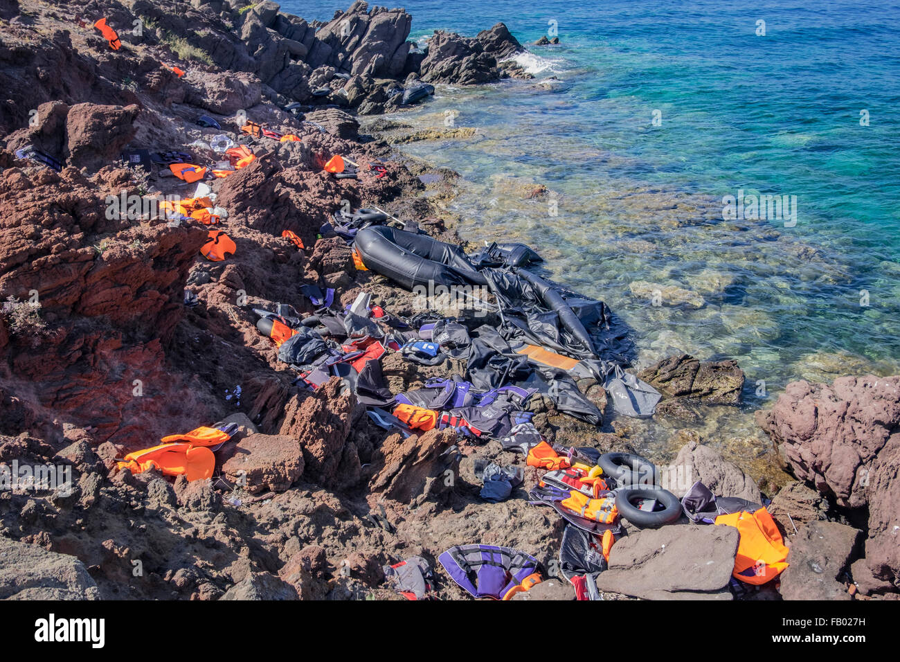 Life vests, deflated rafts and other detritus left behind by refugees ...