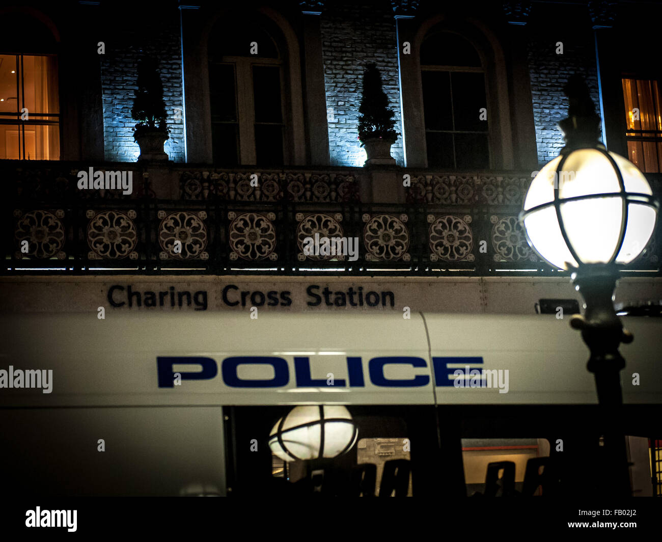 A police van parked outside Charing Cross Station. The Metropolitan