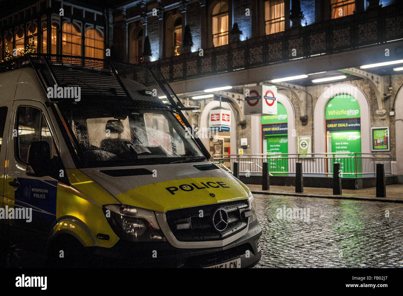 A police van parked outside Charing Cross Station. The Metropolitan
