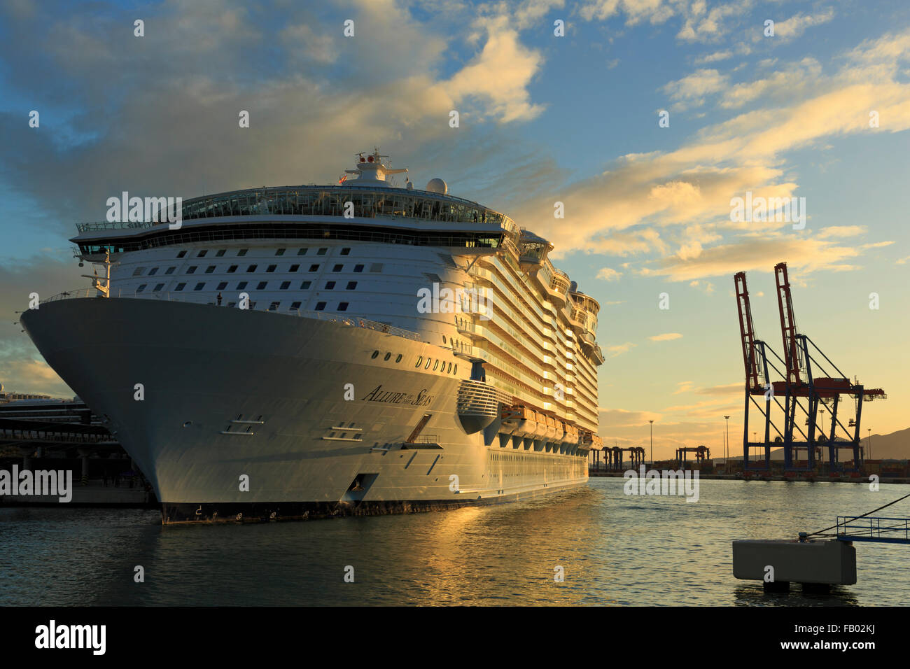 Allure Of The Seas Cruise Ship, Port of Malaga, Andalusia, Spain, Europe Stock Photo