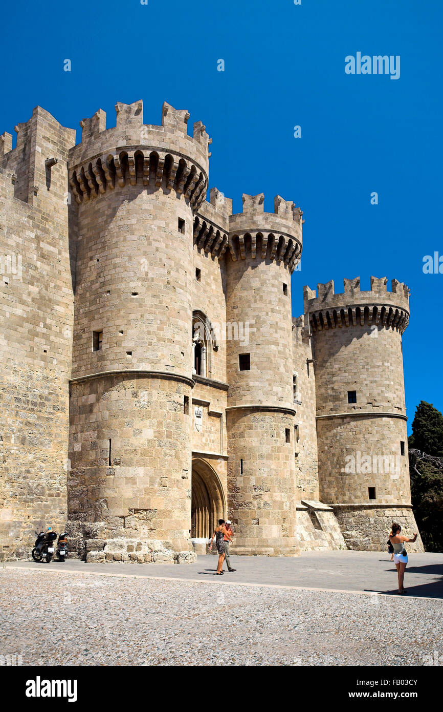 The Palace of the Grand Masters, Old town in Rhodes, Dodecanese Islands, Greece, UNESCO Stock Photo