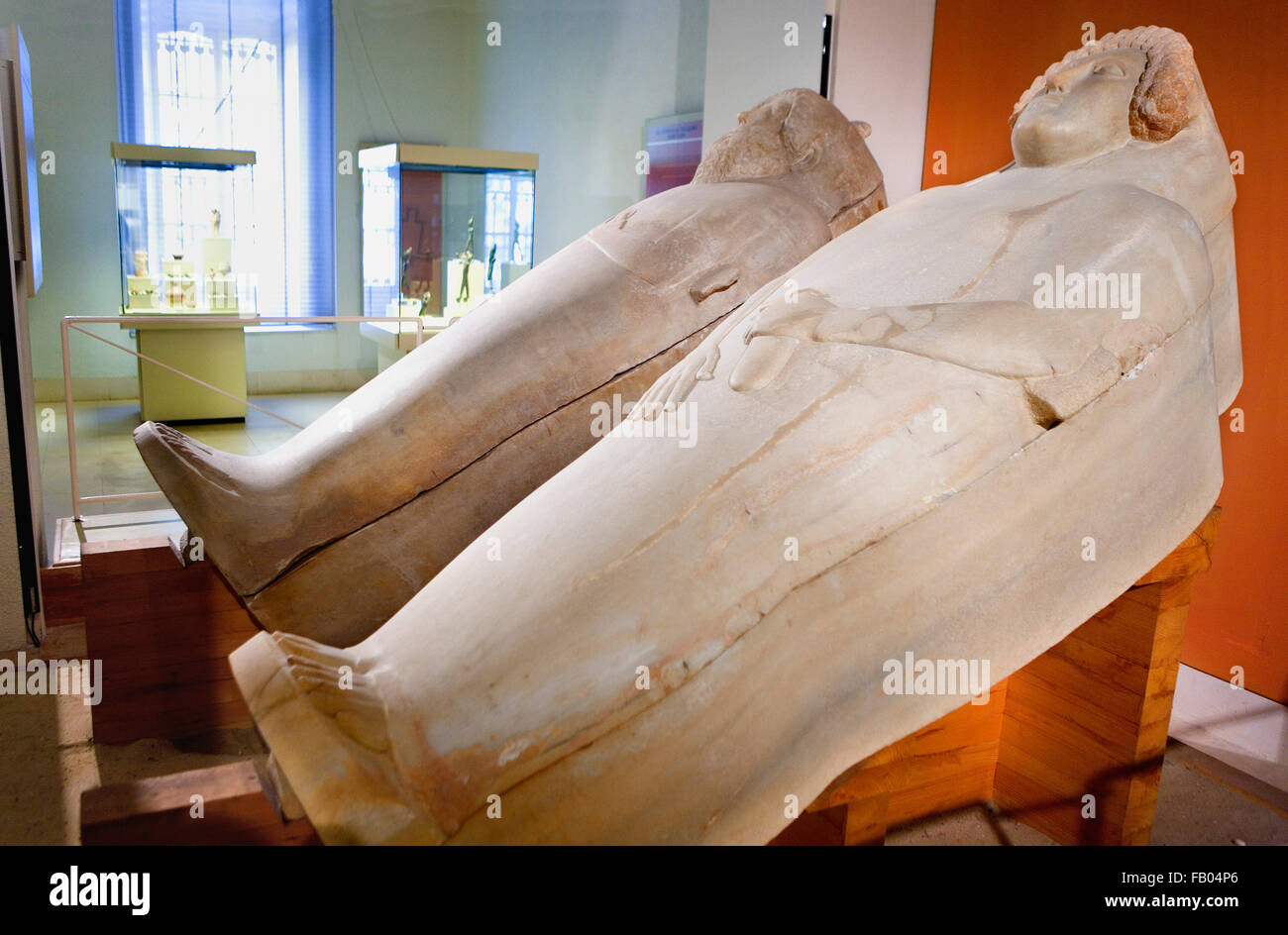 Museum of Cadiz,Phoenician sarcophagi 400 a.c. Cádiz, Andalusia, Spain Stock Photo