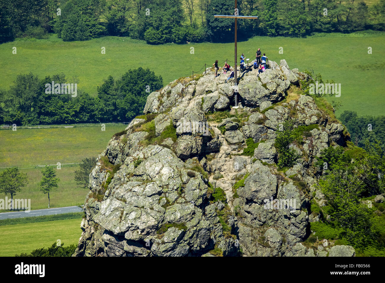 Bruchhauser stones, planned natural monument, planned reserve, archaeological monument Istenberg in Rothaargebirge, mountaineers Stock Photo