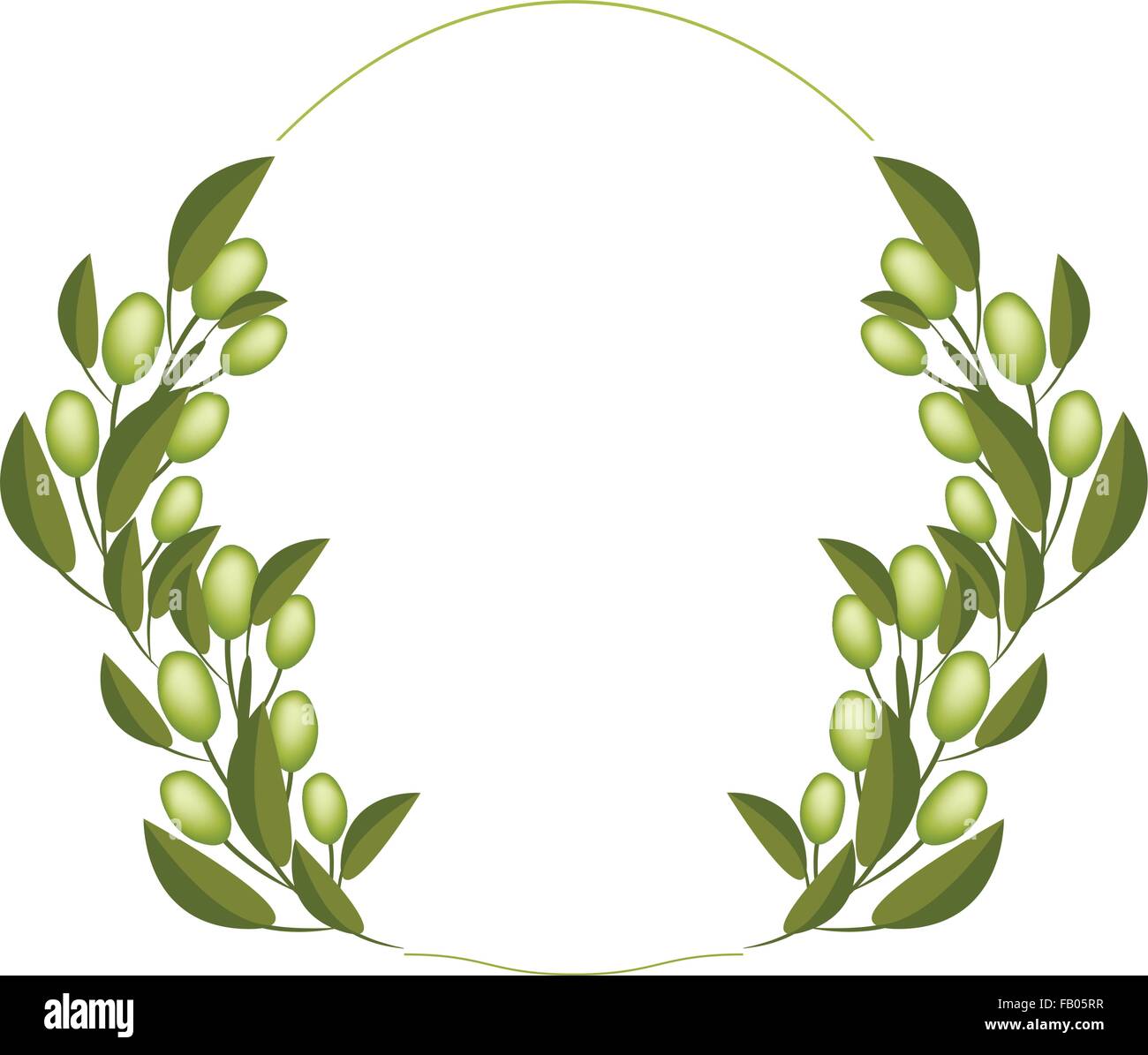 Vector Illustration of Beautiful Laurel Wreath Made By Fresh Green ...