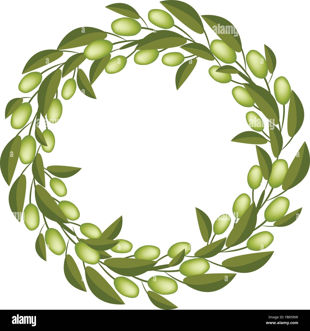 Vector Illustration of Beautiful Crown or Laurel Wreath of Fresh Green ...