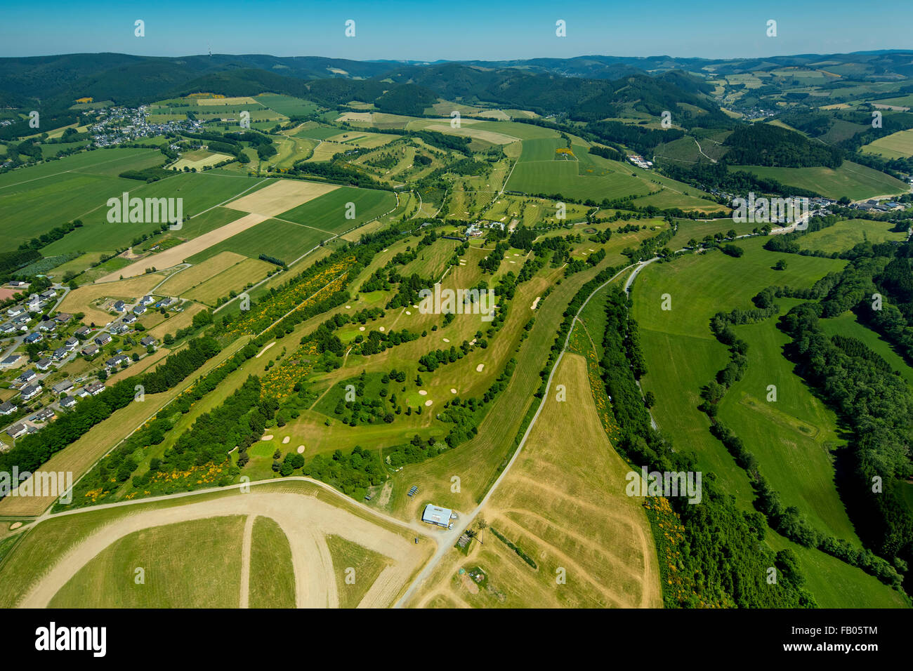 Golfclub Schmallenberg, Green, Golf Course, Schmallenberg, Sauerland, Hochsauerland region, North Rhine-Westphalia, Germany, Stock Photo