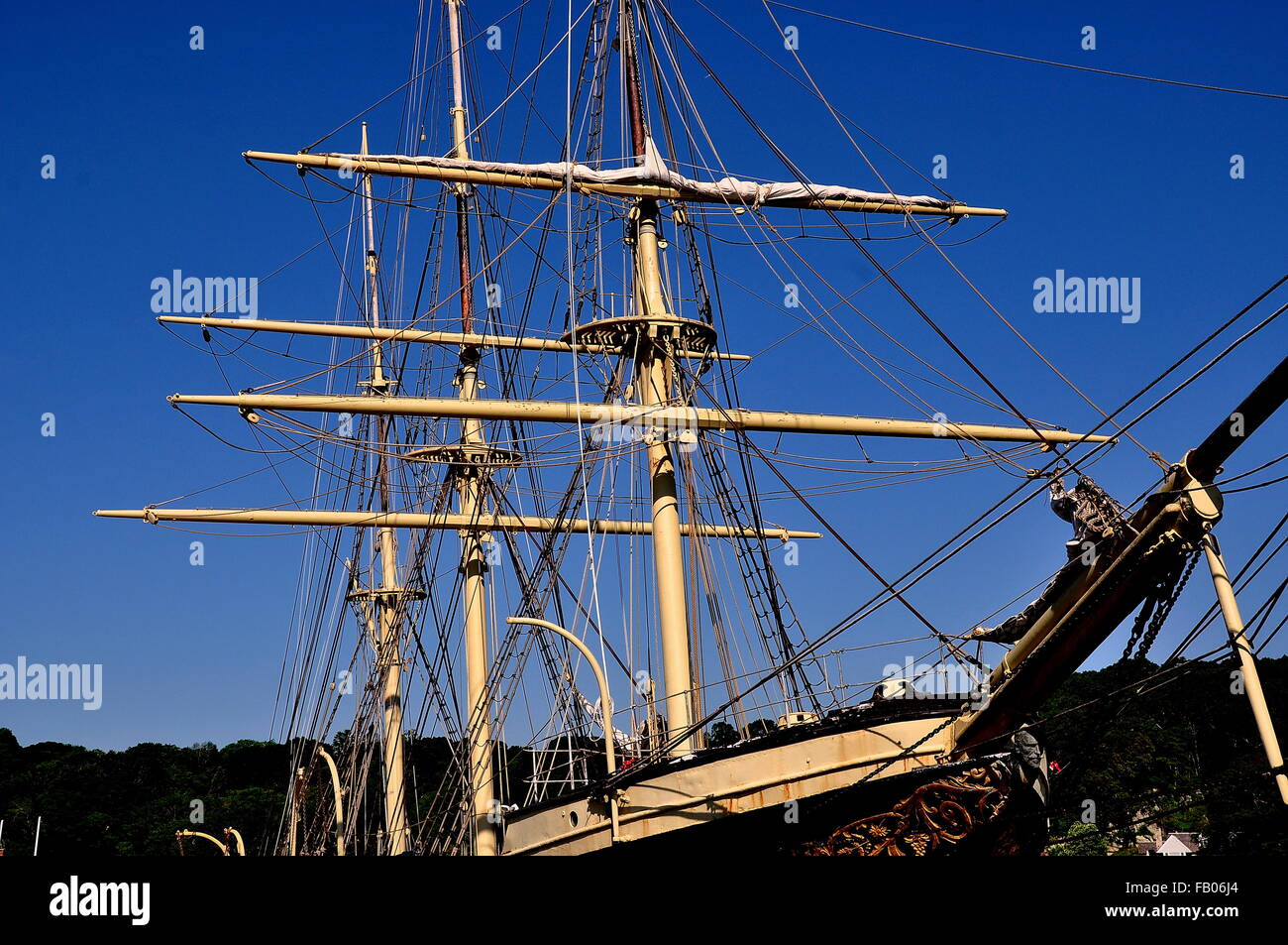 Mystic, Connecticut:  The 1882 three masted full-rigged sailing ship Joseph Conrad at the Mystic Seaport Museum Stock Photo