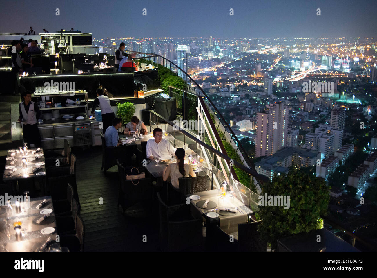 Landscape, views. Banyan Tree Rooftop Vertigo & Moon Bar, Restaurant, ,  Bangkok , Thailand. View of the city, Vertigo Bar and Re Stock Photo - Alamy