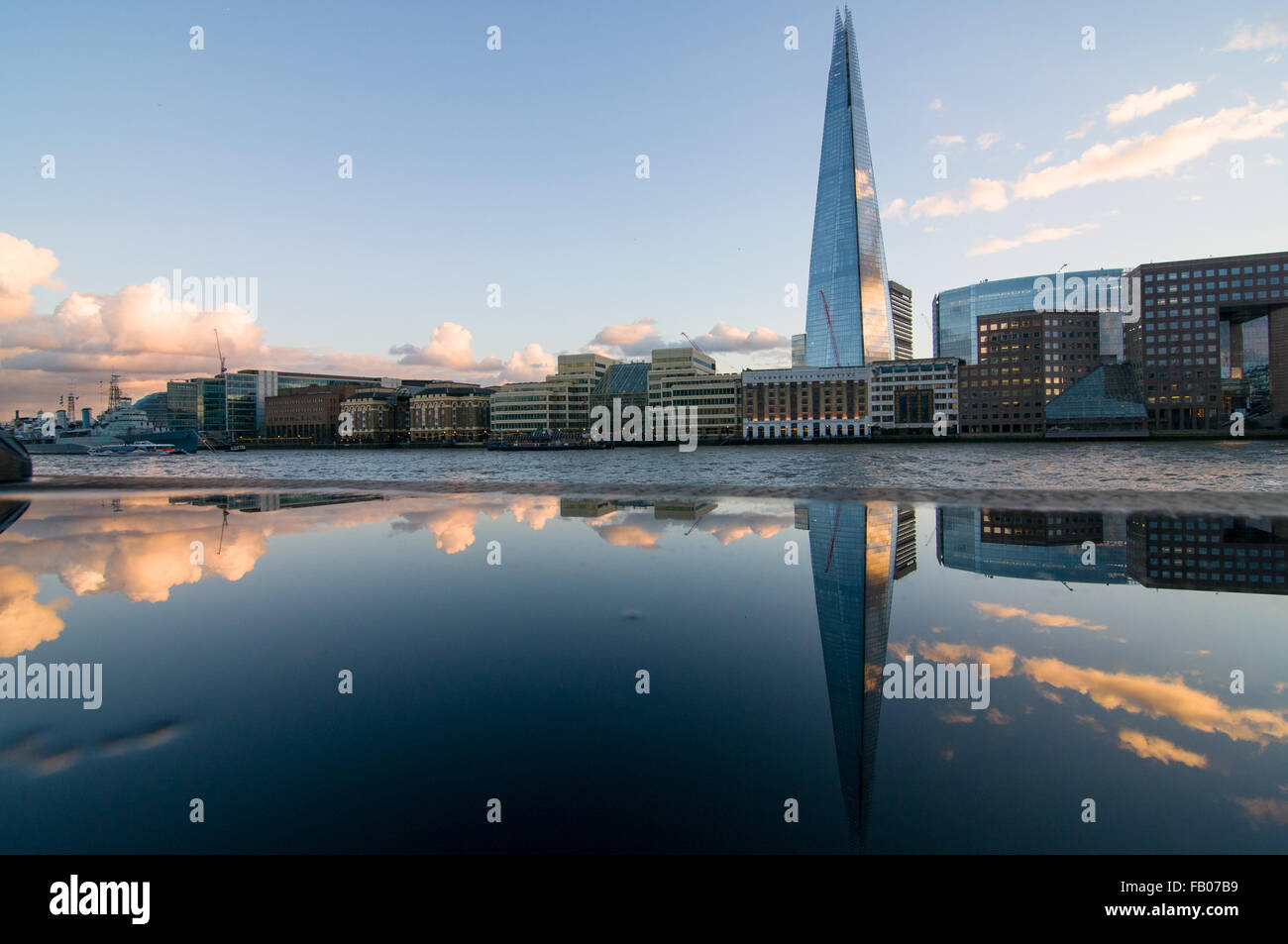 Reflection of the Shard in water, London Stock Photo