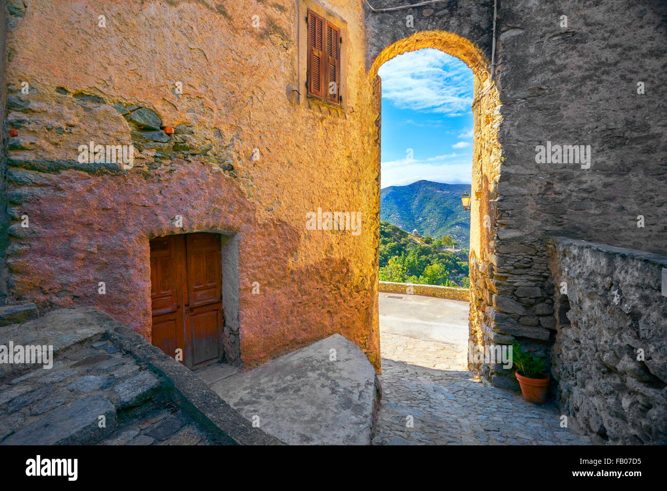 Lama, small mountain village, Balagne, West Coast, Corsica Island, France Stock Photo